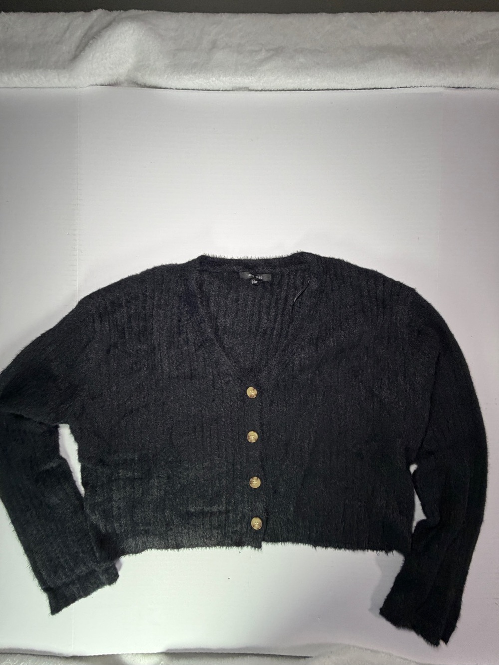 Love Tree Black Cropped V-Neck Cardigan with Gold Buttons NWOT